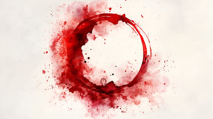 Stain ring watercolor circle mark glass red drink isolated on white background.  generative ai  - obrazy, fototapety, plakaty