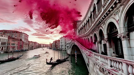 Papier Peint photo autocollant Pont du Rialto Wonders of Venice on a colorful day.