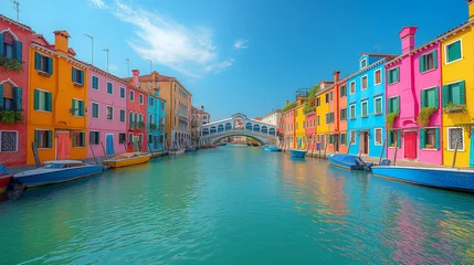 Papier Peint photo autocollant Pont du Rialto Wonders of Venice on a colorful day.