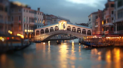 Papier Peint photo Pont du Rialto Wonders of Venice on a colorful day.