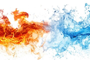 A fire and water symbol with a blue and red flame - obrazy, fototapety, plakaty