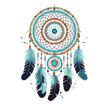 Dream catcher tribal ornament vector illustration 