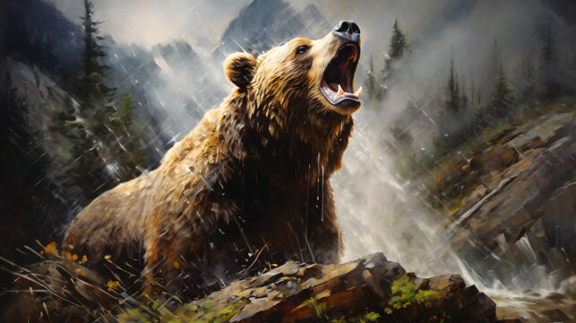 Grizzly bear oil painting ..
