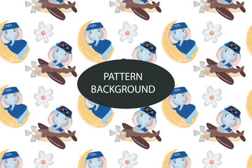 Fototapeta premium elephants kid pattern background. can used pattern, templates, card, postcard, collection fabric or textile
