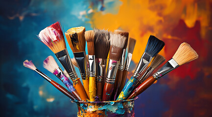 Artistic Ensemble of Paint Brushes
