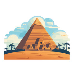 Egyptian pyramids landmarks flat vector illustration