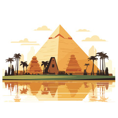 Egyptian pyramids landmarks flat vector illustration
