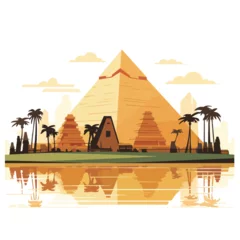Foto op Canvas Egyptian pyramids landmarks flat vector illustration © iclute
