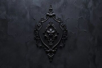 A sleek black Emblem shining boldly against a dark background - obrazy, fototapety, plakaty