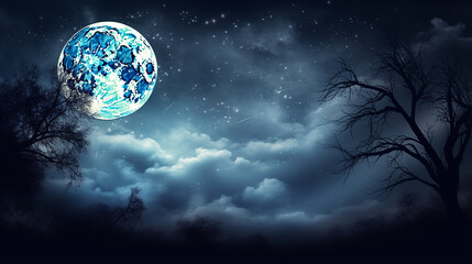 full moon in night sky beautiful background