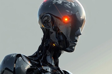 Fototapeta premium robot cyborg person, cyber person