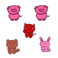 set of funny animals