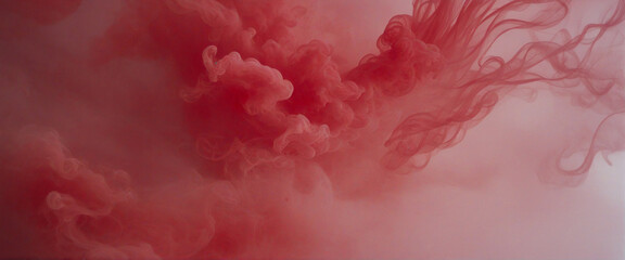 Flowing red color smoke on transparent background