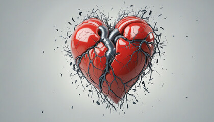 heart with veins illustration glossy realistic and symbol - obrazy, fototapety, plakaty
