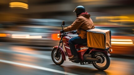 food delivery man on motorcycle