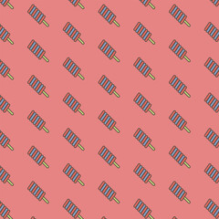 ice cream seamless pattern on red background