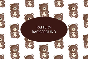cute bear in car pattern background . children templates background. cute bear pattern background, brown bear pattern design. templates design, postcard, collection