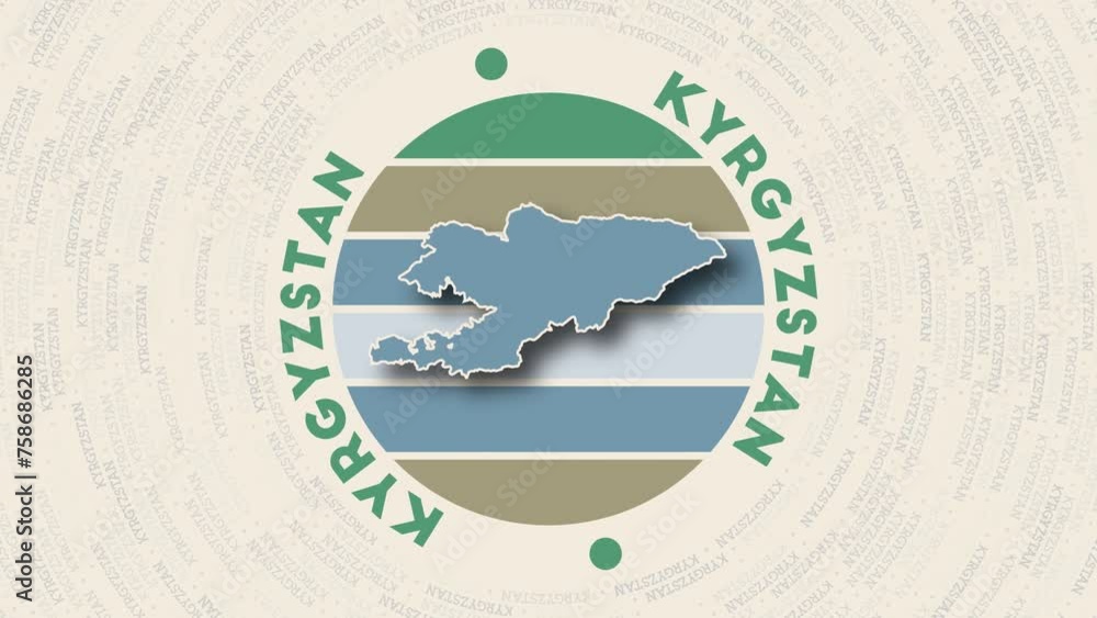 Poster kyrgyzstan logo intro. badge with the circular name and map of country. stylish kyrgyzstan round log