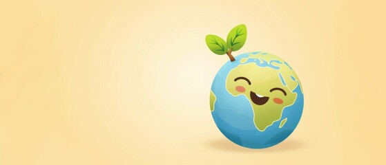 Earth Day / environment protection eco care ecology future recycling, responsibility save concept illustration - World globe planet, isolated on yellow background