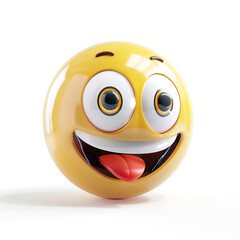 happy, cheerful yellow smiley face on a white background, 3D