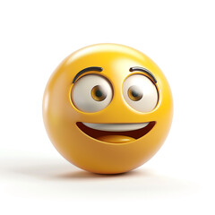 Fototapeta premium happy, cheerful yellow smiley face on a white background, 3D