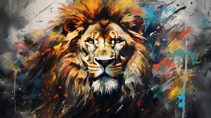 Lion made of oil paint ..