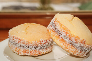 Closeup of Delectable Alfajores, Traditional Latin American Filling Cookies