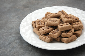 Kue Sagu or Sago Bites, healthy cookies made from sago flour, tapioca flour, low fat butter, and chocolate
