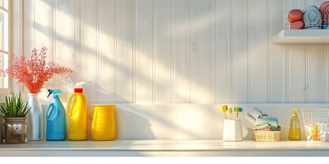 Bright and orderly utility room setup with sunlight casting a cheerful and inviting ambiance