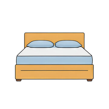 Queen Bed Hand Drawn Cartoon Style Illustration
