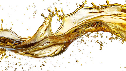 Beautiful splash of sunflower oil isolated on a white background, engine oil splashing isolated on white background  
