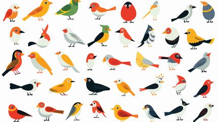 Crazy birds flat vector isolated on white background