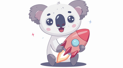 Fototapeta premium Cute koala holding a rocket. Animal cartoon concept