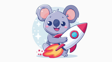 Cute koala holding a rocket Animal cartoon concept