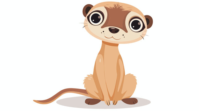 Cute little meerkat cartoon posing flat vector 