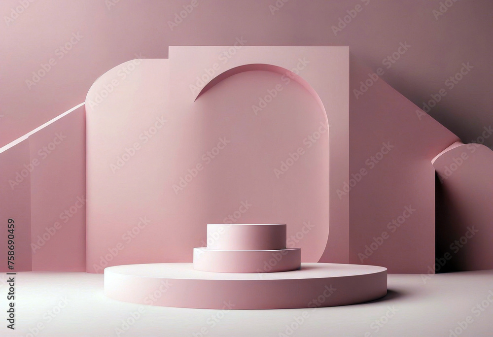 Aufkleber pink shapes 3d minimal concept perfume color rendering scene podium geometry product background mock