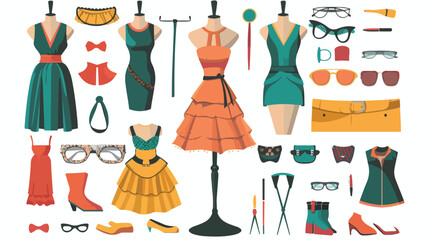 dress mannequin accessories icon flat vector  - obrazy, fototapety, plakaty