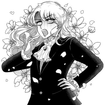 レトロ少女漫画風・決定的敗北をきすお金持ちのライバルキャラ