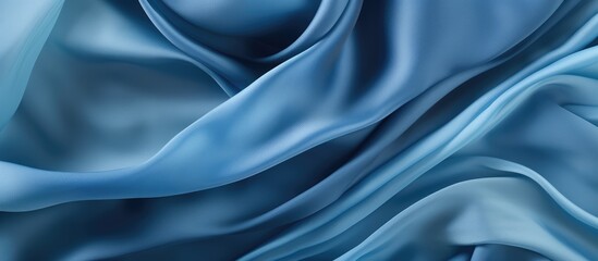 Silk Fabric Texture in Blue Color - obrazy, fototapety, plakaty