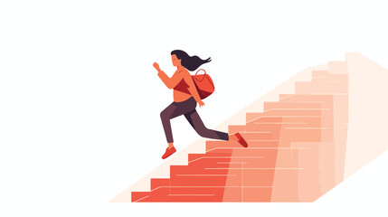 Woman climbing stairs female character falling 