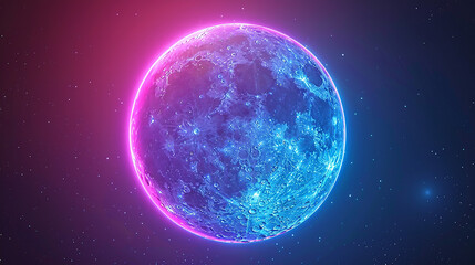Neon fly to the moon. Background loop animation.