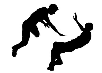 Young people dancing hip hop. Isolated silhouette on whit background - 758692402