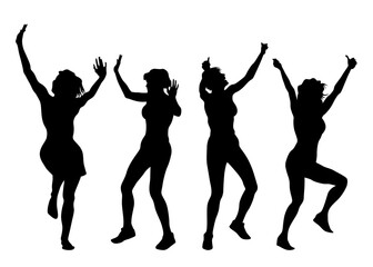 Young people dancing hip hop. Isolated silhouette on whit background - 758692414