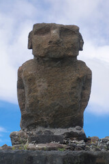 Ahu Ature Huki, the erect moai of Anakena, Easter Island, Rapa Nui, Chile, South America