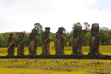 Moai Ahu Akivi-the seven scouts from Easter Island, Chile