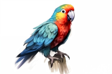 Colorful tropical parrot isolated in white background