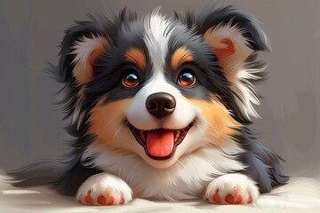 Cute Baby Puppy Dog Illustration Cartoon Art Generative AI