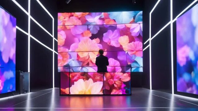 A mesmerizing display of an organic LED (OLED) video wall, showcasing vibrant colors and deep blacks in ultra-high definition.