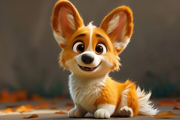 Cute Corgi Baby Puppy Dog Illustration Cartoon Art Generative AI