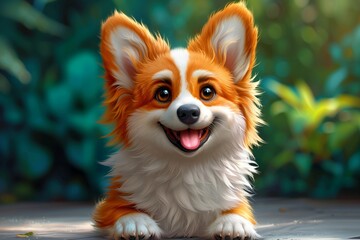 Cute Corgi Baby Puppy Dog Illustration Cartoon Art Generative AI